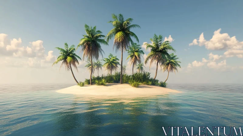 AI ART Idyllic Island Paradise with Palms and Azure Ocean