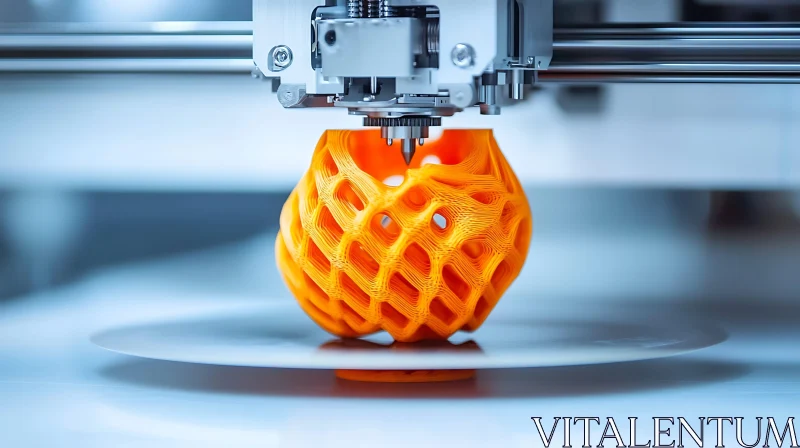 AI ART Orange Lattice Object Printed in 3D