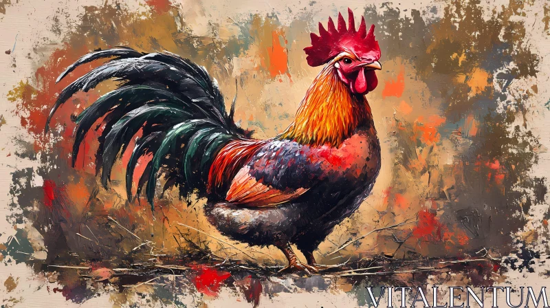 Vivid Rooster Illustration AI Image