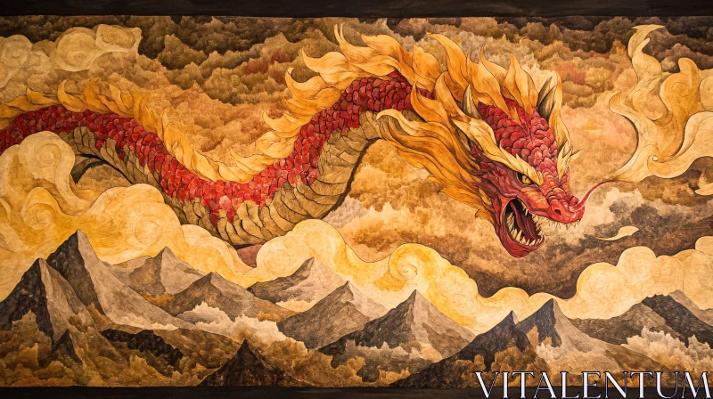 Dragon Over Mountains Fine Art AI Image