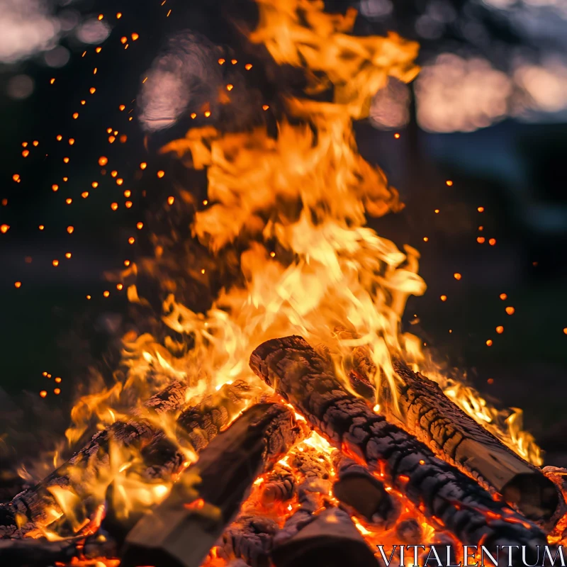 Mesmerizing Evening Bonfire AI Image