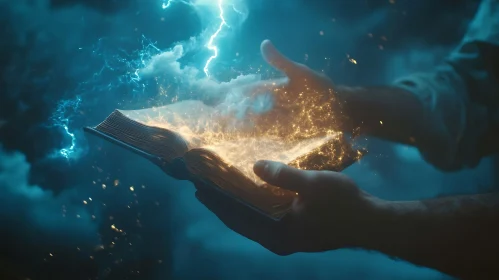 Hands Holding Magical Spellbook