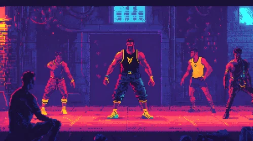 Urban Pixel Art Men Scene