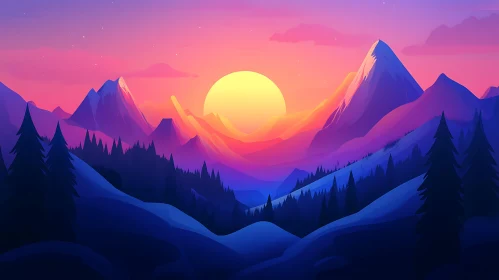 Peaceful Mountain Sunset Scene