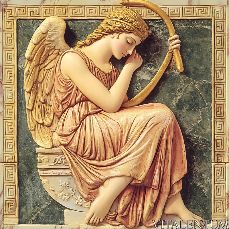 AI ART Angel in Repose: A Classical Sculpture