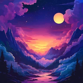 Serene Mountain Valley at Sunset