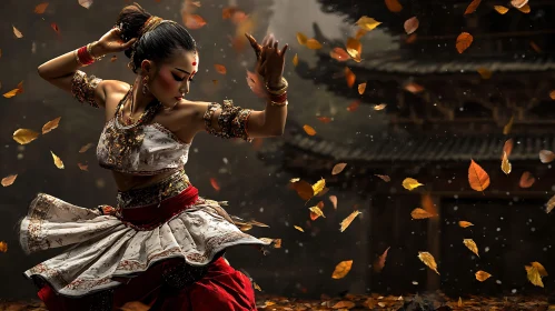 Traditional Dancer in Fall Foliage