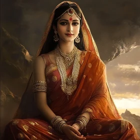 Portrait of Woman with Gold Jewelry
