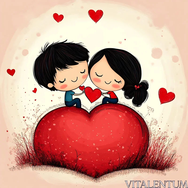 Sweethearts Cartoon Illustration AI Image