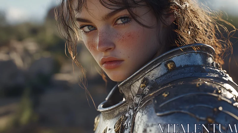 Female Knight Close-Up AI Image