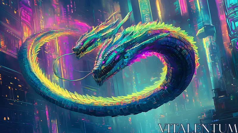 AI ART Chromatic Dragons in Urban Neon