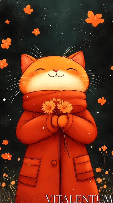 AI ART Content Cat in Orange Coat