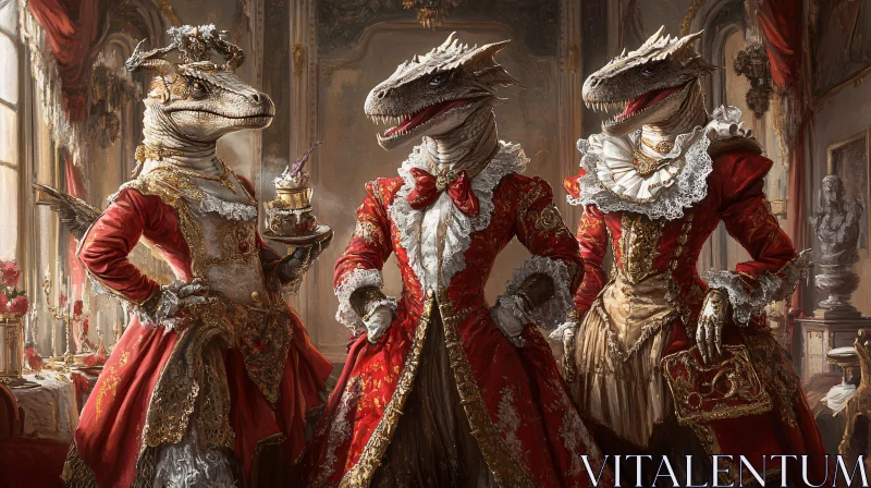 AI ART Dinosaur Renaissance Fashion