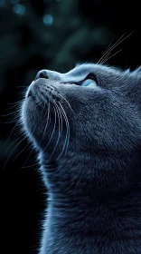 Whiskered Elegance: Cat Looking Up