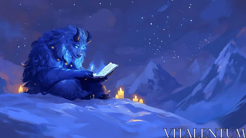 AI ART Mountain Monster's Night Reading