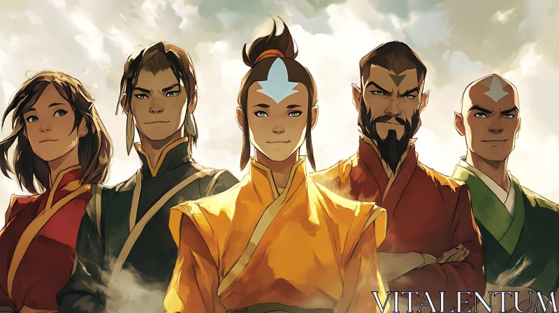 Team Avatar Cartoon Character Lineup AI Image