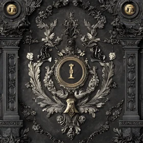 Baroque Wall Art with Elaborate Decoration and Gilded Center