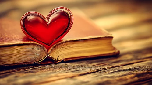 Love Story: Heart Resting on an Open Book