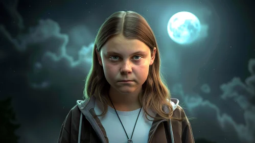 Greta Thunberg Night Portrait