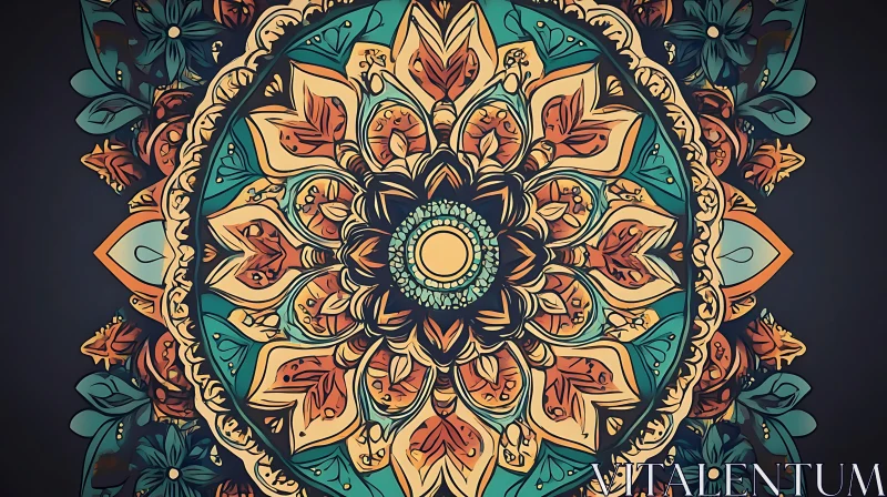 Abstract Floral Mandala Pattern AI Image