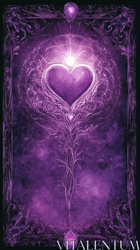 AI ART Radiant Heart in Purple Hues