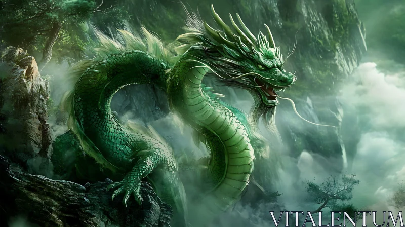 AI ART Emerald Serpent of the Peaks