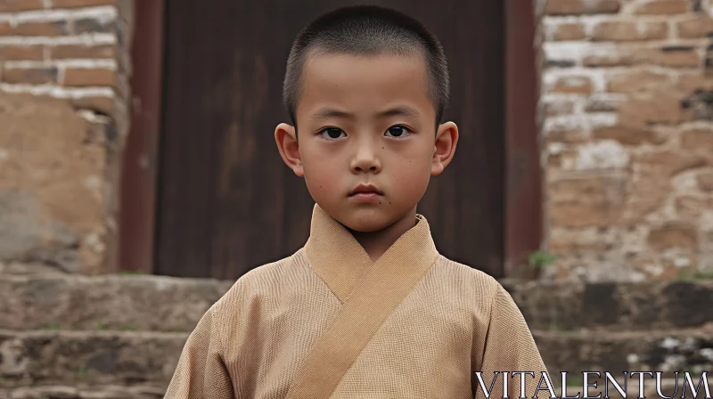 Serene Boy in Traditional Robes AI Image