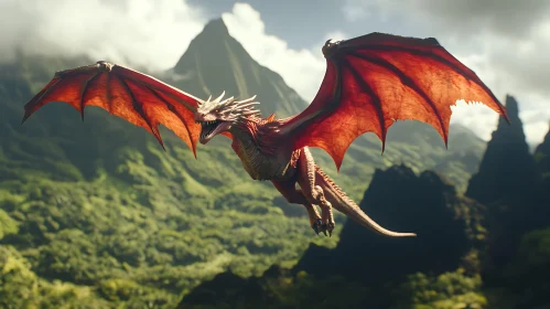 Dragon in Flight: A Fantasy Scene