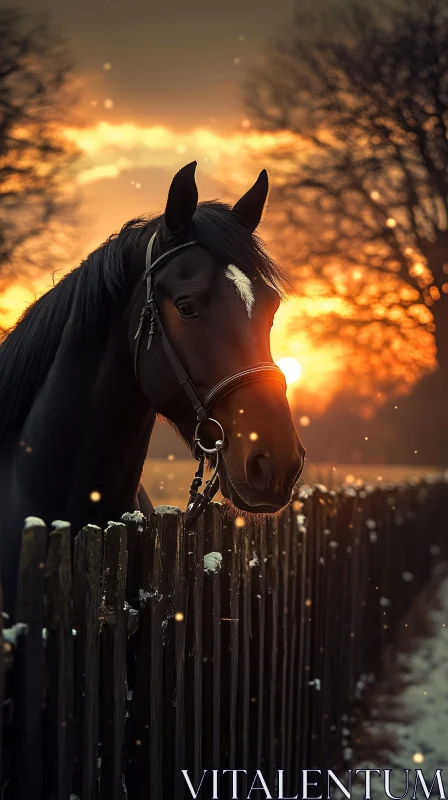 Serene Equestrian Winter Scene AI Image