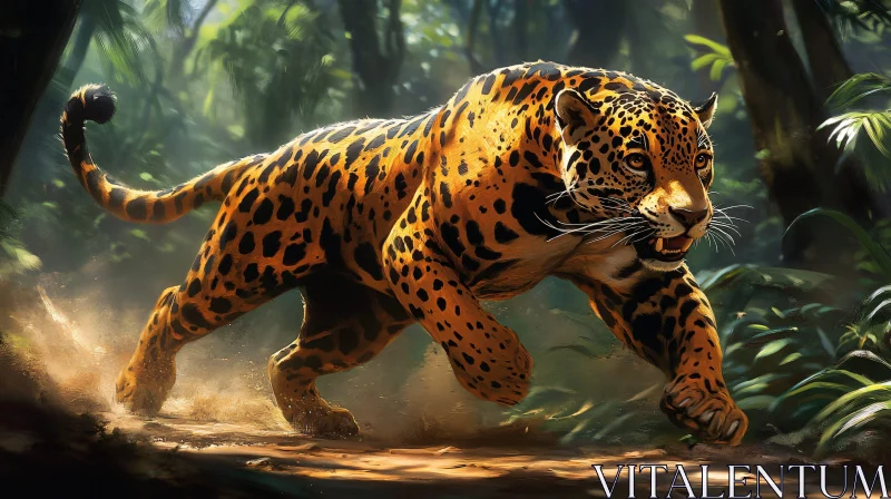 Wild Jaguar in Motion AI Image