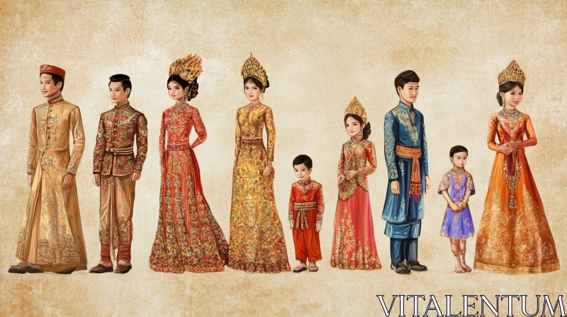 AI ART Family in Traditional Dress