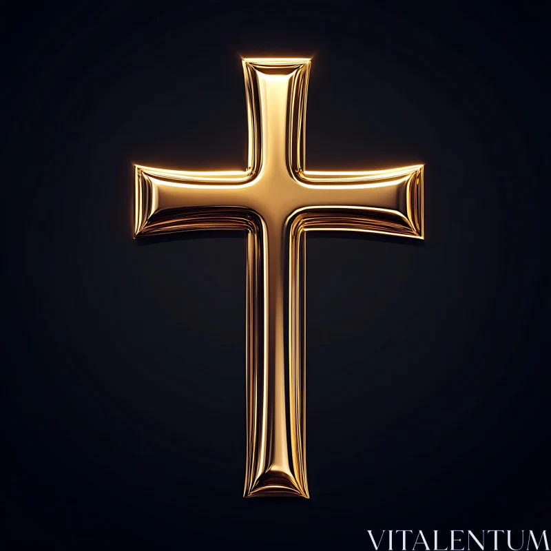 Radiant Golden Cross on Dark Backdrop AI Image