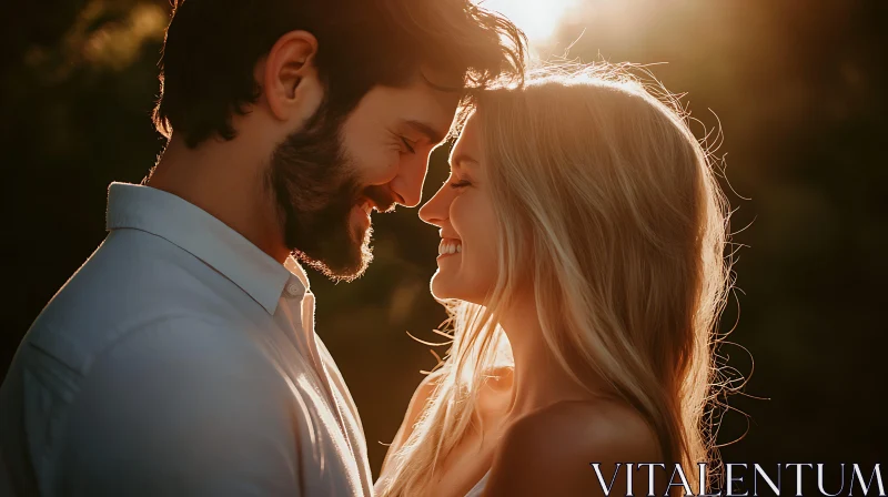 Affectionate Couple Portrait at Sunset AI Image