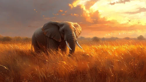 Sunset Serenade: Majestic Elephant
