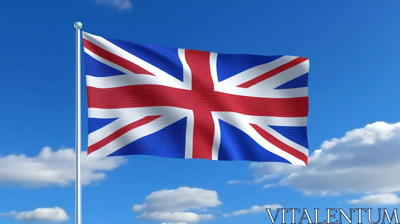 AI ART British Flag Against Blue Sky