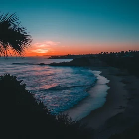 Coastal Sunset with Rolling Waves