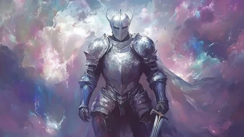 Armored Knight in Ethereal Cloudscape