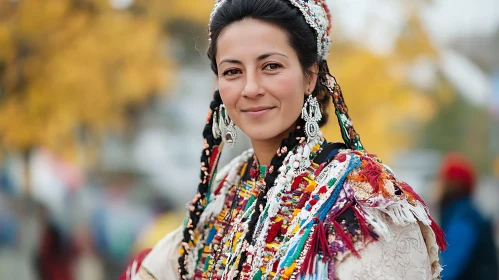 Cultural Portrait of Smiling Woman