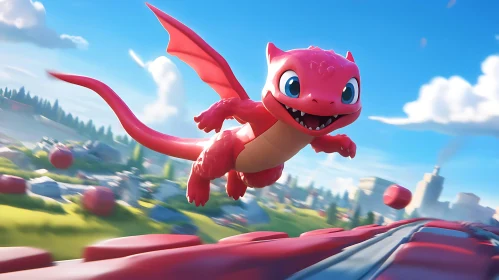 Playful Dragon in Flight Artwork