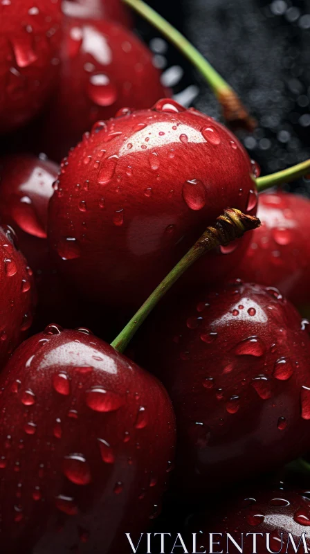 Cherries in the Rain: A Study in Selective Focus AI Image