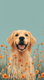 Smiling Dog Amongst Flowers
