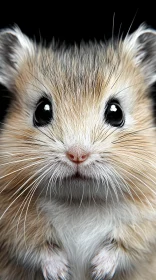 Cute Hamster Portrait with Black Eyes