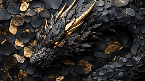 Black and Gold Dragon Close-up