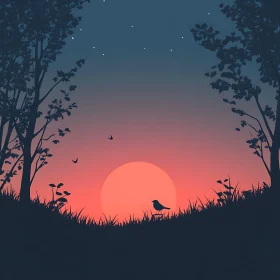 Tranquil Evening Bird Scenery