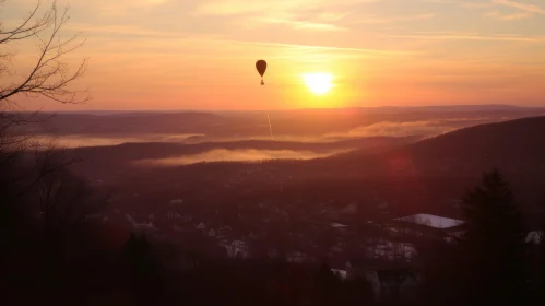 Enchanting Hot Air Balloon Floating in Dreamy Sky | Heidelberg School