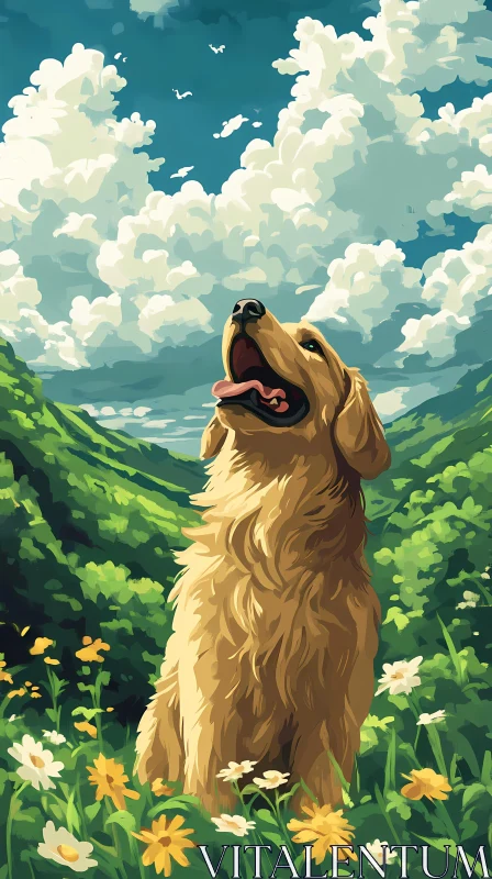 Joyful Dog in Nature AI Image