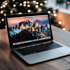 Sleek Laptop with Mountain View