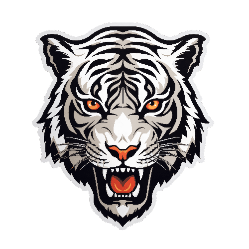 Intense White Tiger Portrait on Transparent Background POD Design