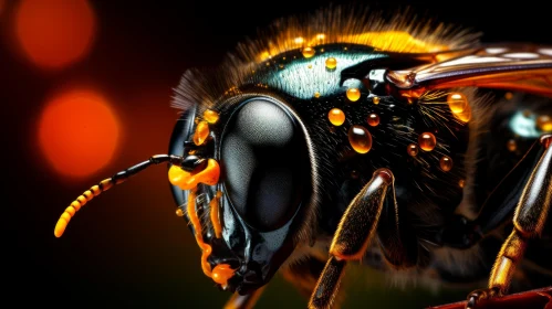 Photorealistic Wasp in Blue Light - A Study in Contrast and Details