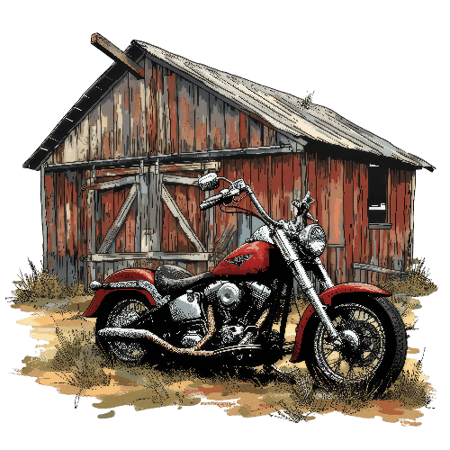 Vintage Harley-Davidson Motorcycle by Red Barn POD Design